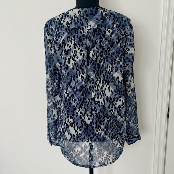 cabi Fatale Button Up Blouse, #977, S, EUC, Blue/Black Leopard Print - Picture 4 of 7
